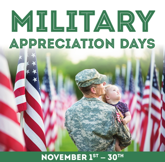 Military Discounts for Veterans Day and Military Family Appreciation Month